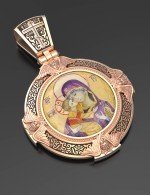 Образок из золота 585 пробы c эмалью и иконописью