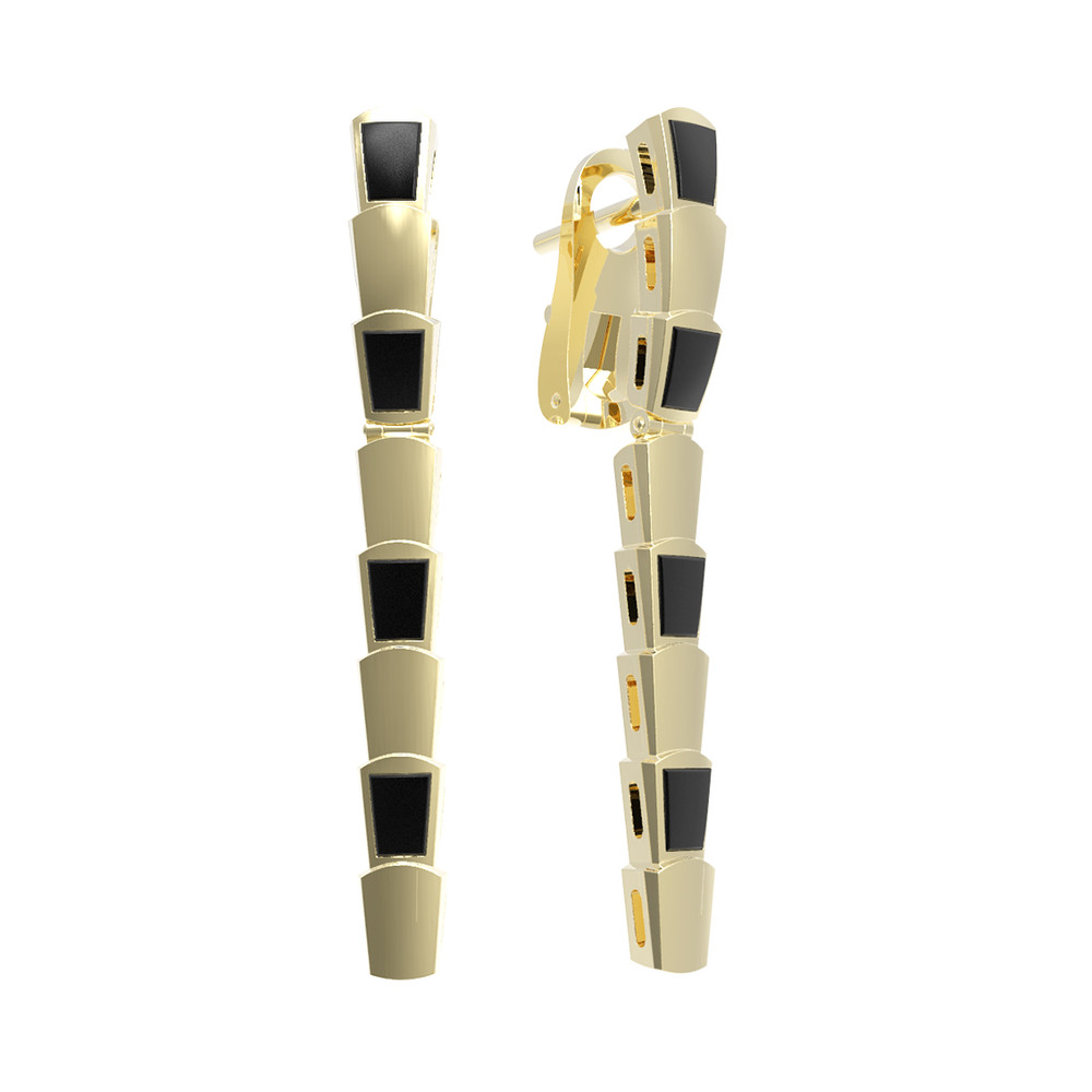 Серьги из лимонного золота c ониксом