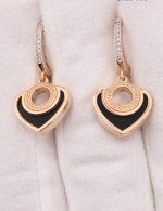 Серьги из золота 585 пробы c фианитом и ониксом