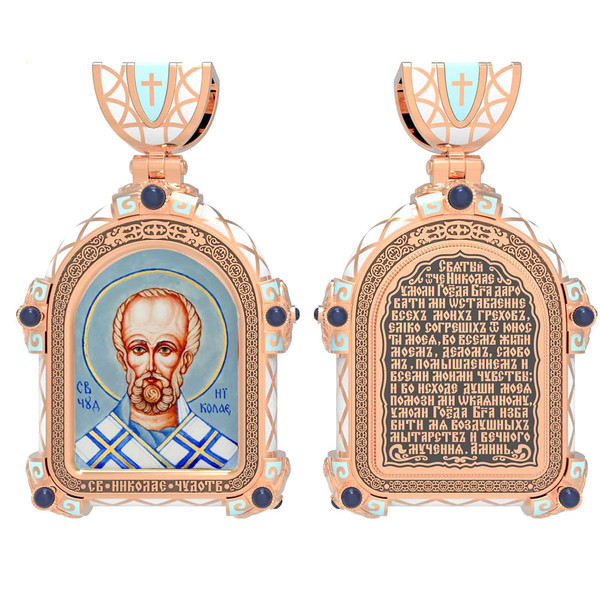 Образок из золота c эмалью, иконописью и темперой