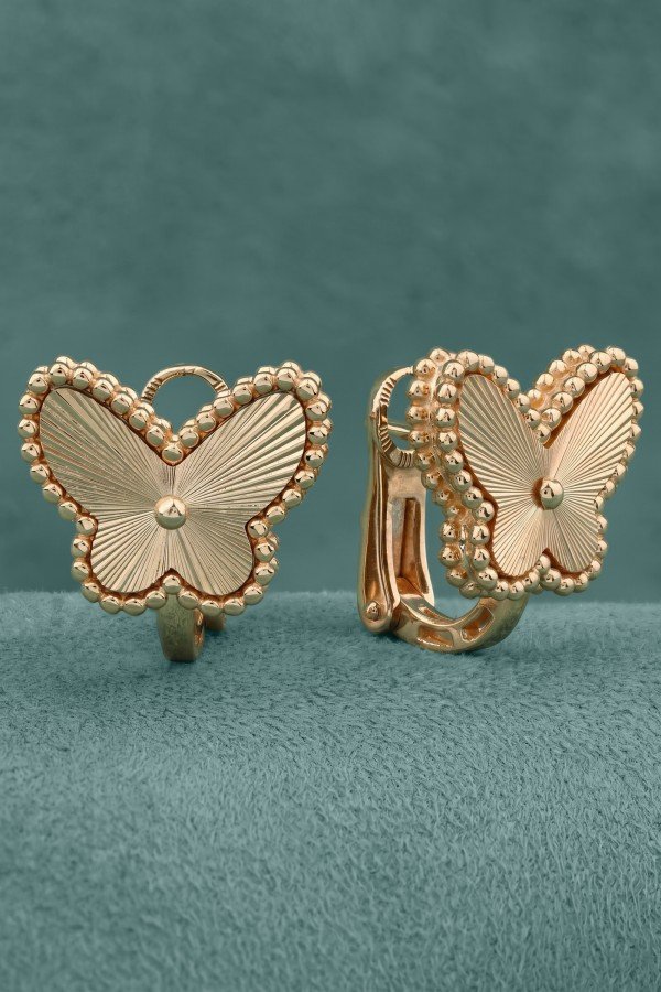 Серьги из золота 585 пробы c рубином
