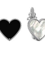 Серьги из белого золота c ониксом и перламутром