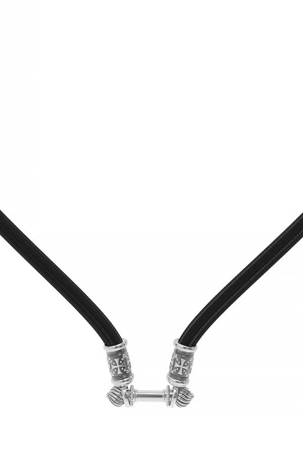 Шнурок шёлковый из белого золота c шёлковым шнурком