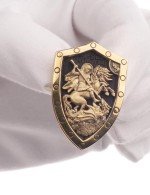 Образок из лимонного золота 585 пробы c эбеновым деревом