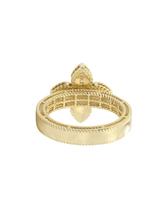 Кольцо из лимонного золота c бриллиантами и малахитом