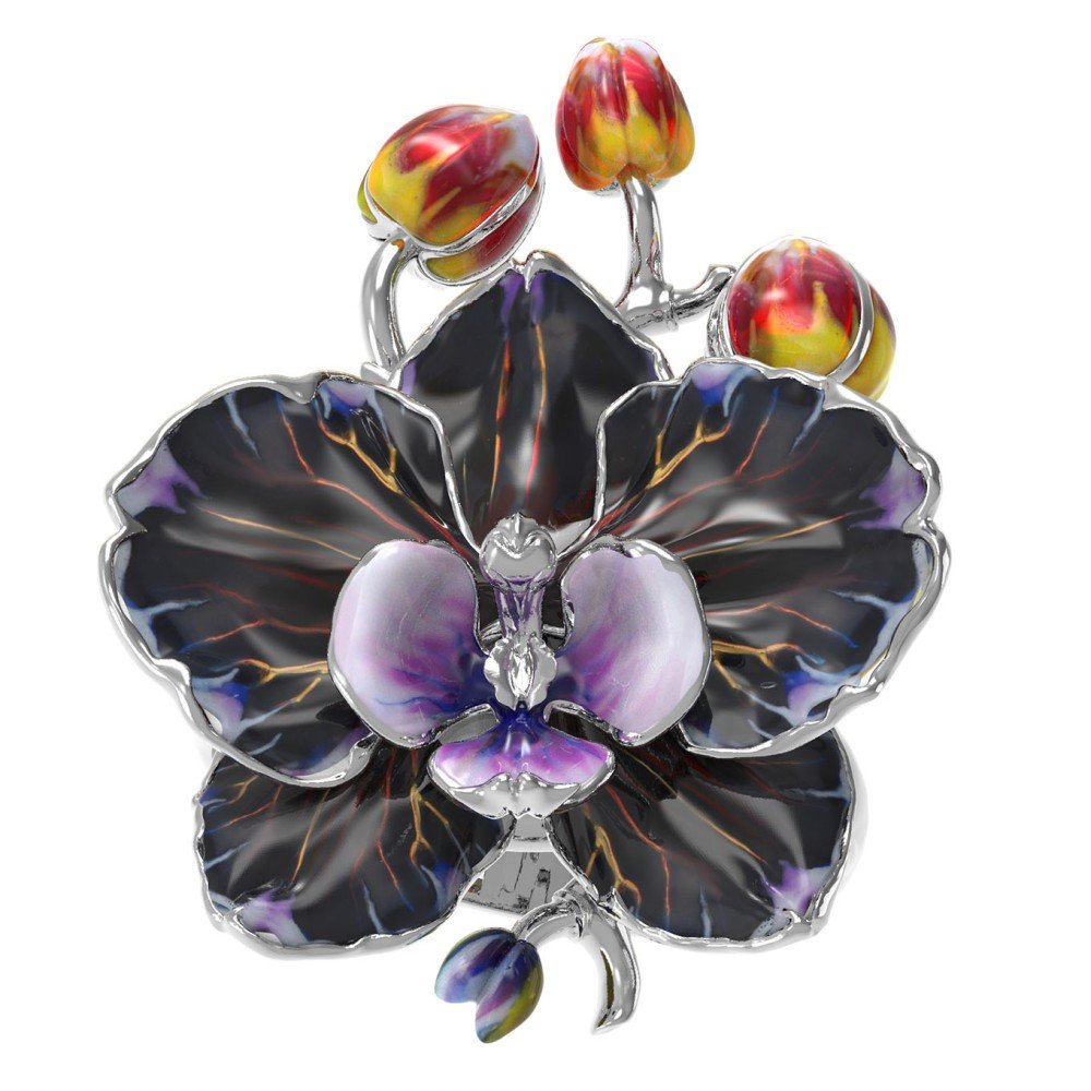 Кольцо из белого золота c эмалью