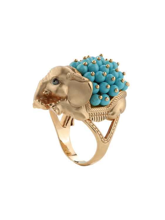 Кольцо из золота c эмалью и бирюзой