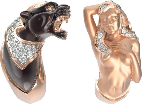 Серьги из золота 585 пробы c фианитом