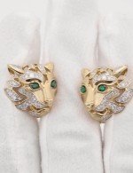 Серьги из лимонного золота 585 пробы c бриллиантами и изумрудом