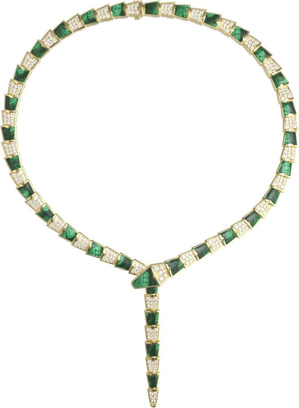 Колье из лимонного золота c бриллиантами и малахитом