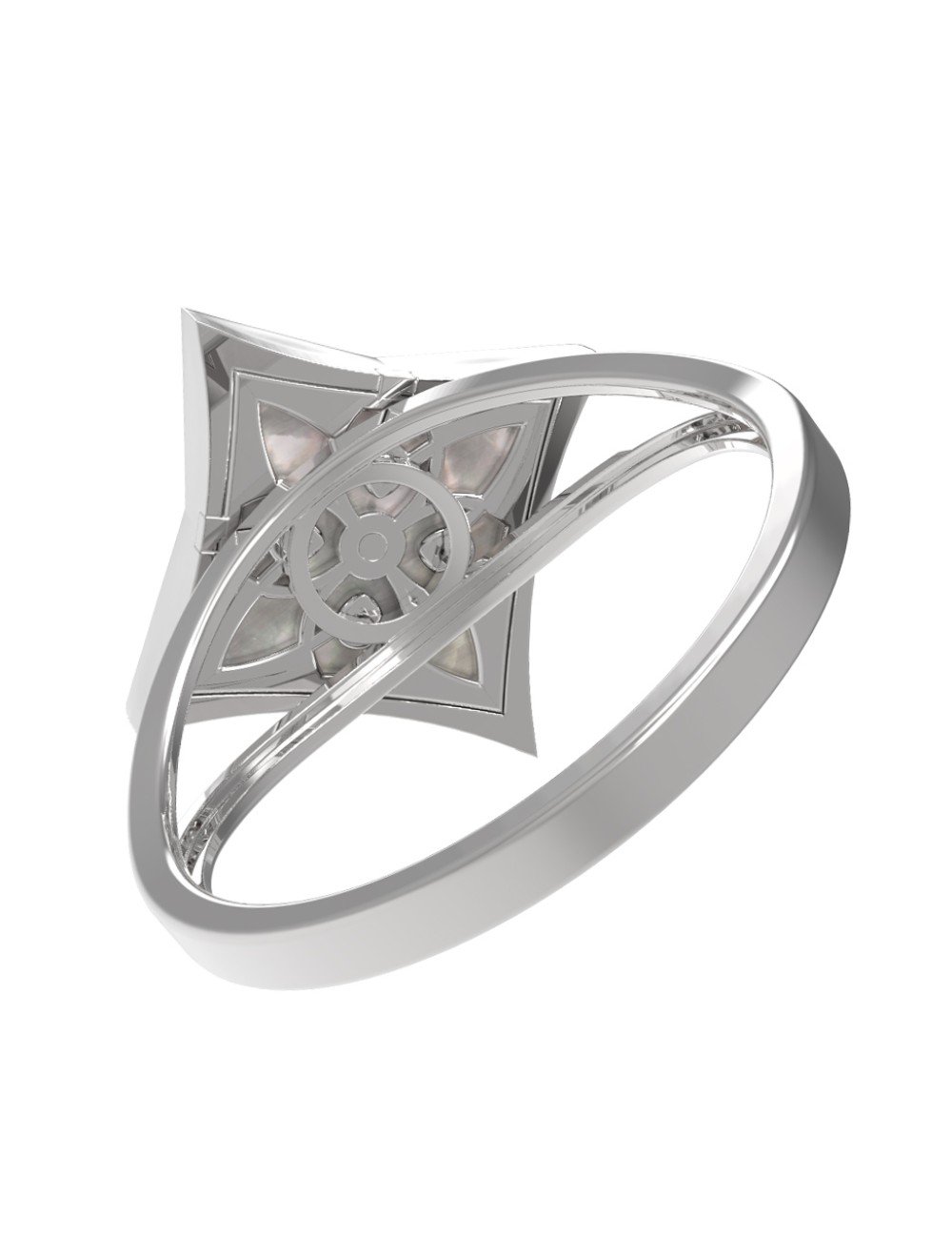 Кольцо из белого золота 585 пробы c перламутром