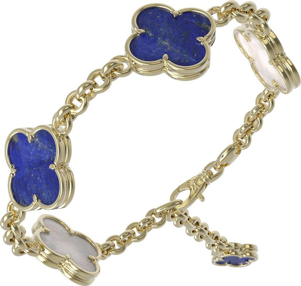 Браслет из лимонного золота c лазуритом и перламутром