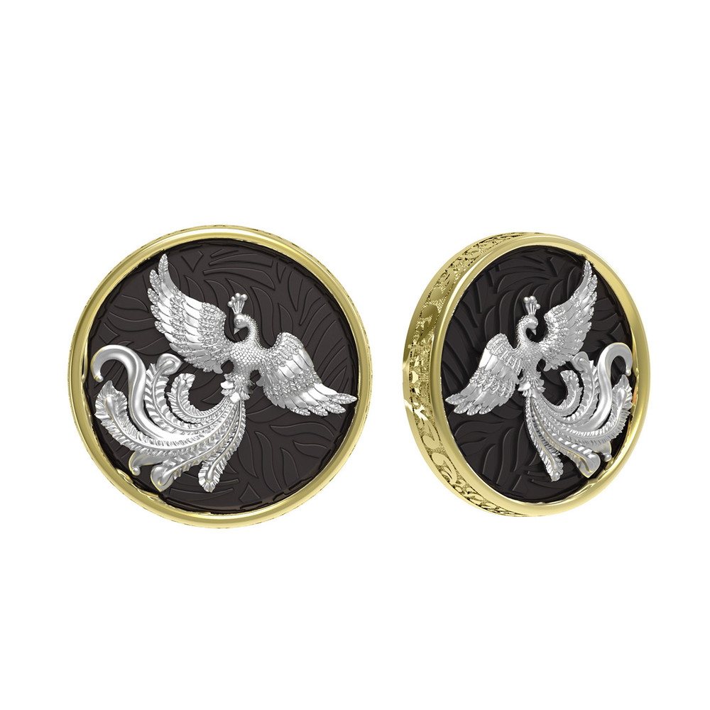 Серьги из лимонного золота c эбеновым деревом