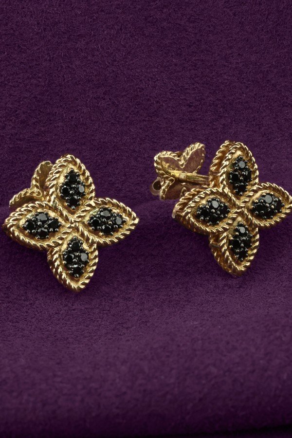 Серьги из лимонного золота 585 пробы c бриллиантами