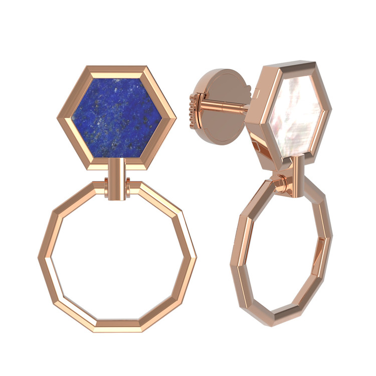 Серьги из золота c лазуритом и перламутром