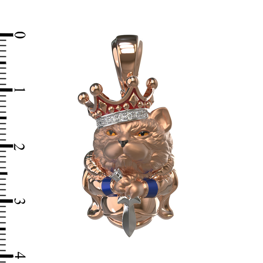 Подвеска из золота c эмалью, бриллиантами и рубином