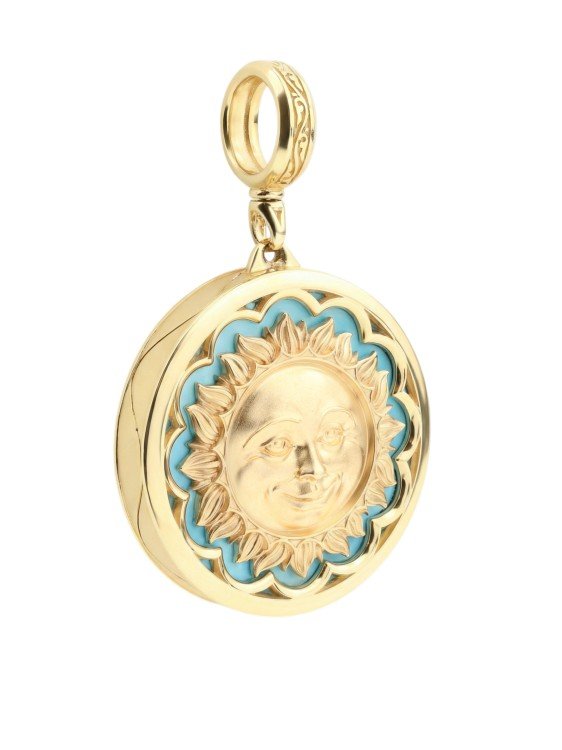 Подвеска из лимонного золота c бирюзой и лазуритом