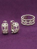 Серьги из белого золота 585 пробы c бриллиантами