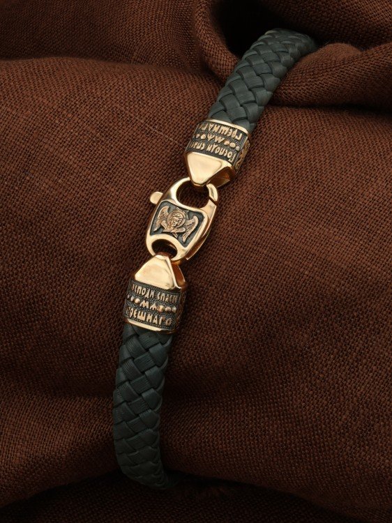 Браслет из золота c кожаным шнурком