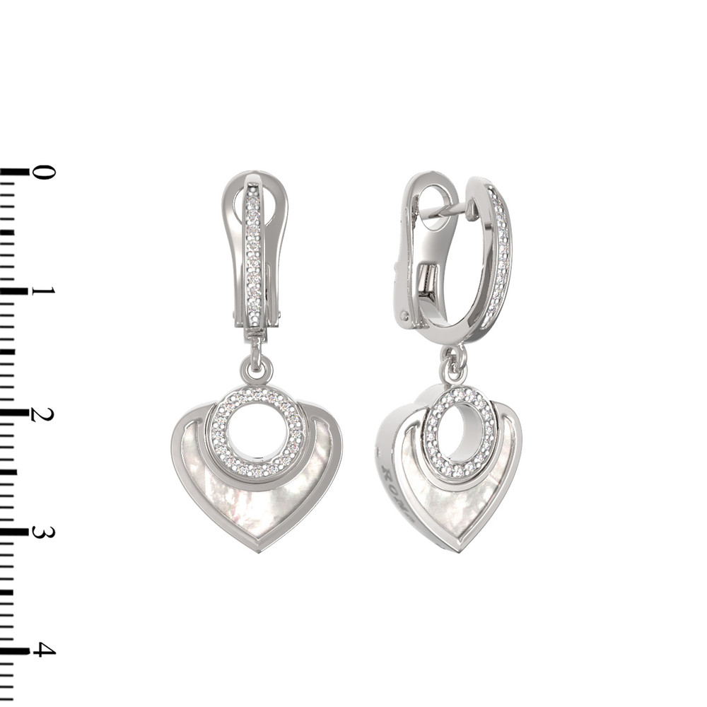 Серьги из белого золота c бриллиантами и перламутром