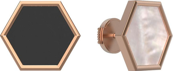 Серьги из золота c ониксом и перламутром