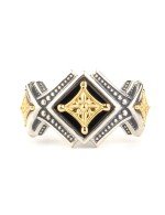 Кольцо из серебра 925 пробы и золота 750 пробы c ониксом и рубином