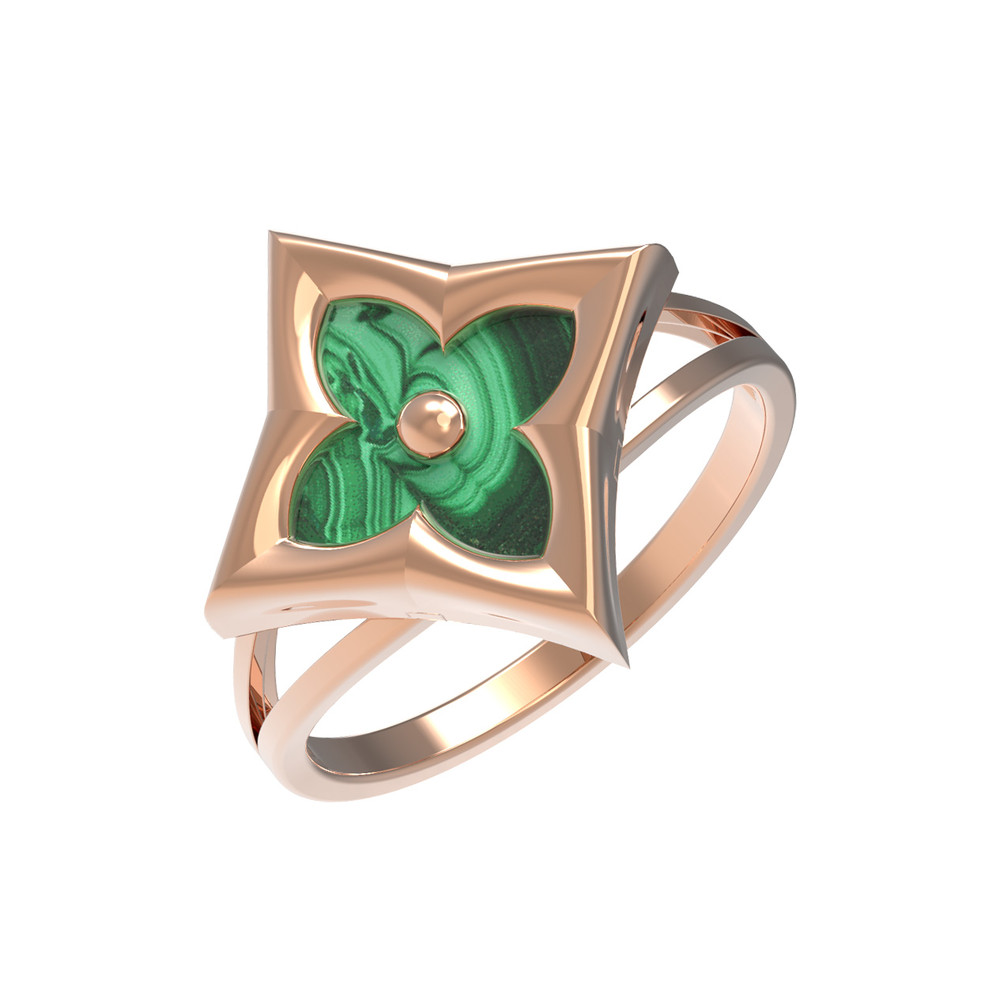 Кольцо из золота c малахитом