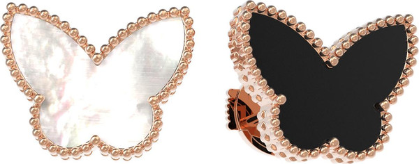 Серьги из золота c ониксом и перламутром