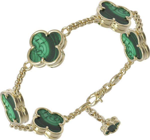 Браслет из лимонного золота c малахитом