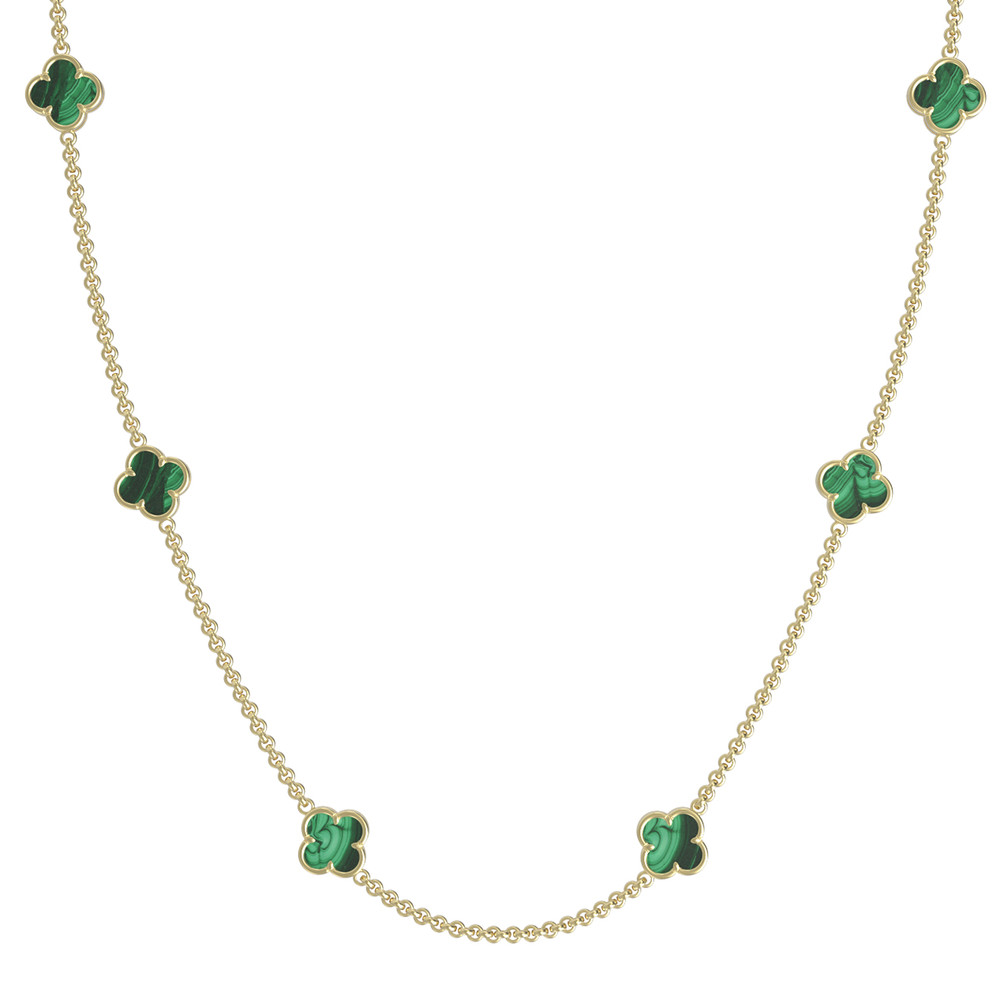 Колье из лимонного золота c малахитом