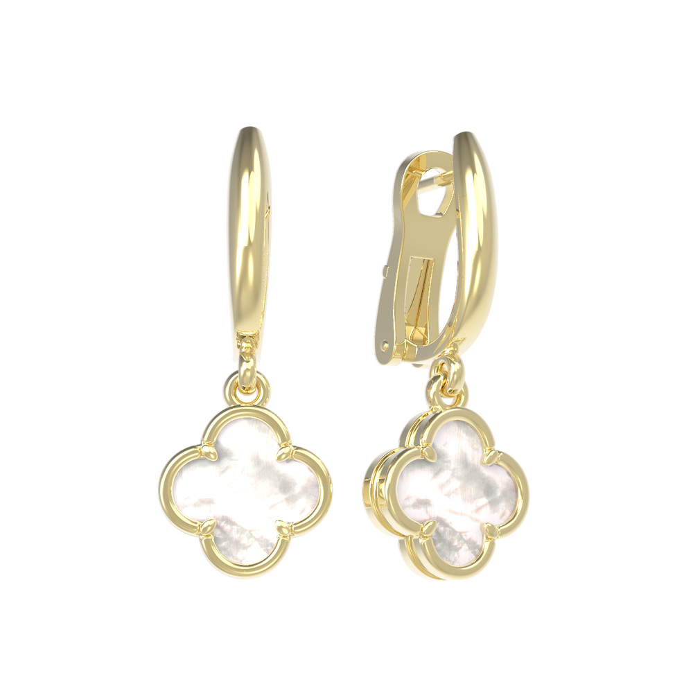 Серьги из лимонного золота c перламутром