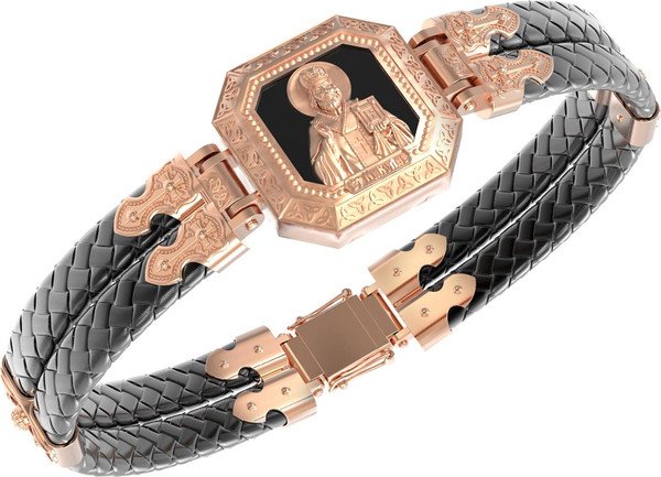 Браслет из золота c шнурком и ониксом