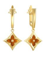 Серьги из лимонного золота 585 пробы c тигровым глазом