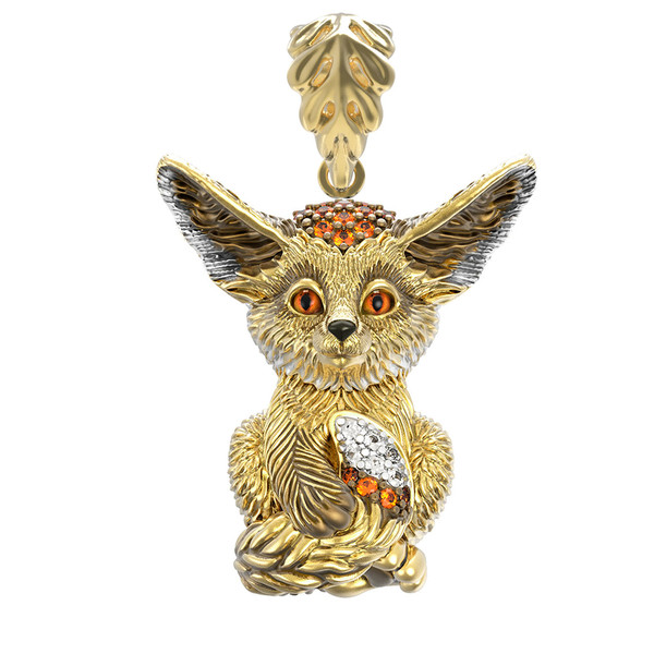 Подвеска из лимонного золота c эмалью и фианитом