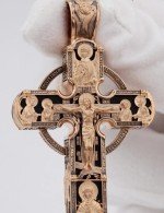 Крест из золота 585 пробы c эбеновым деревом