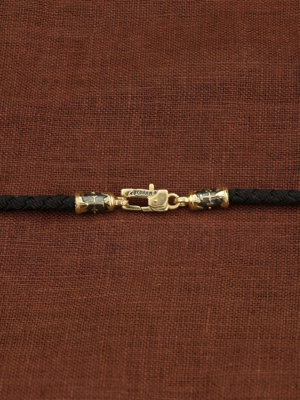 Шнурок шёлковый из лимонного золота c шёлковым шнурком