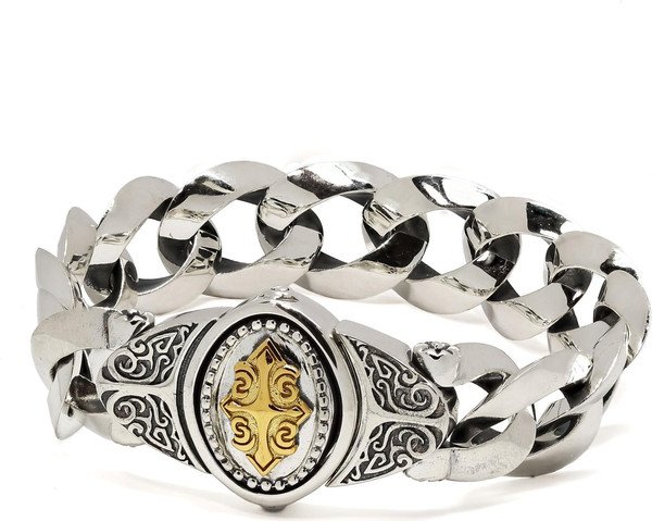 Браслет из серебра и золота c рубином