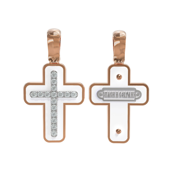 Крест из золота c эмалью и бриллиантами