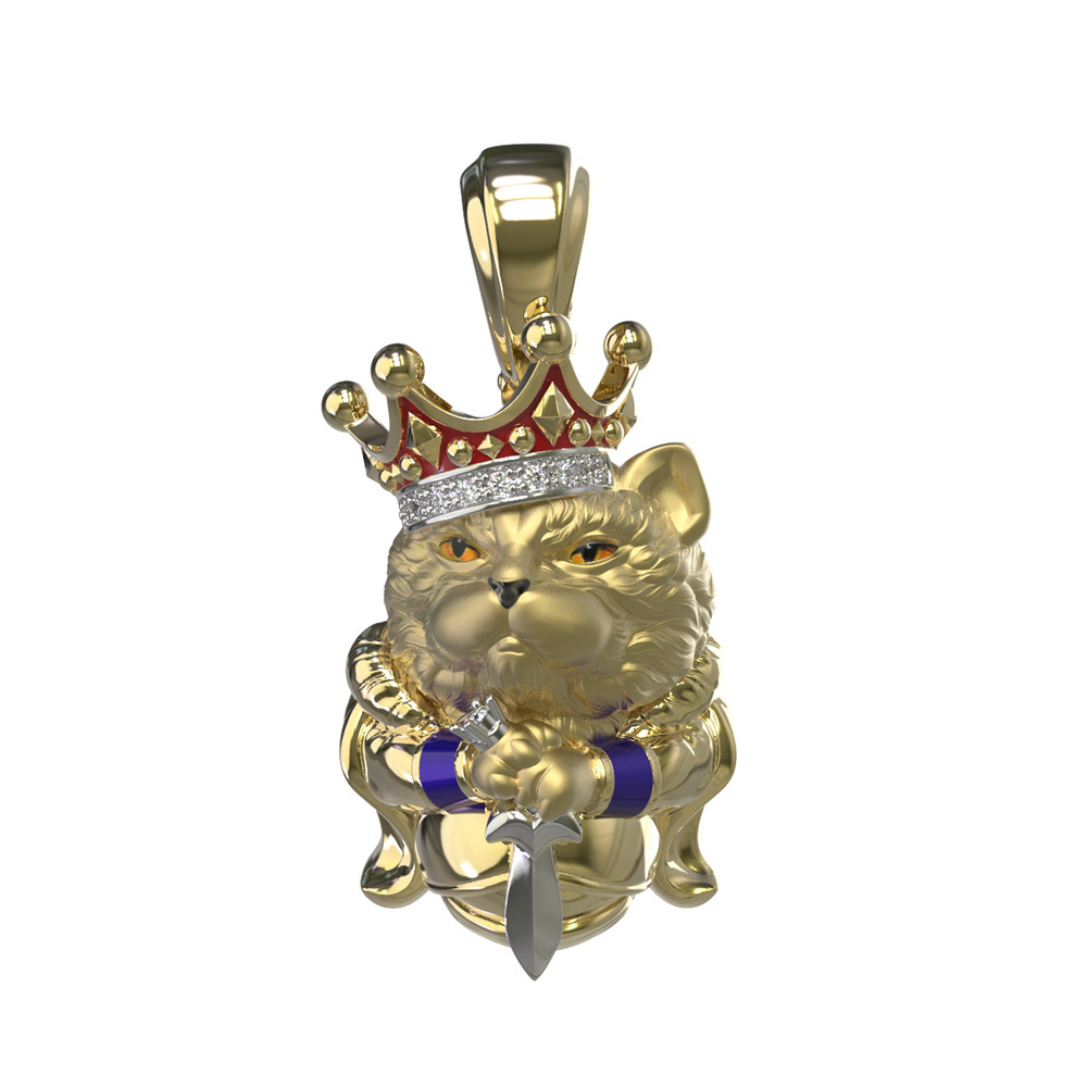 Подвеска из лимонного золота c эмалью, бриллиантами и рубином