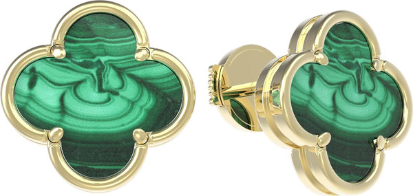 Серьги из лимонного золота c малахитом