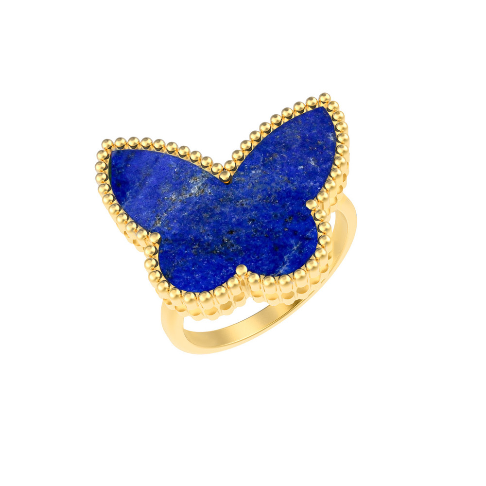 Кольцо из лимонного золота c лазуритом
