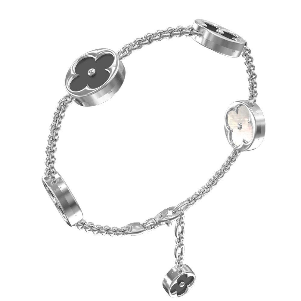 Браслет из белого золота c ониксом и перламутром