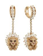 Серьги из золота 585 пробы c эмалью и жемчугом