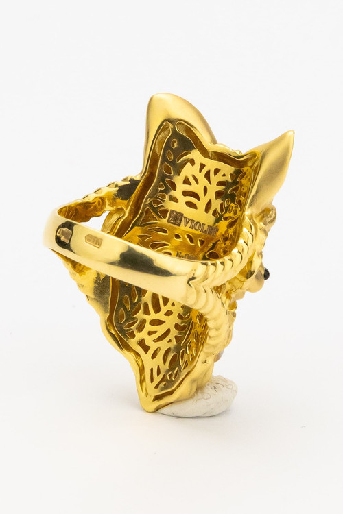 Кольцо из лимонного золота c эмалью