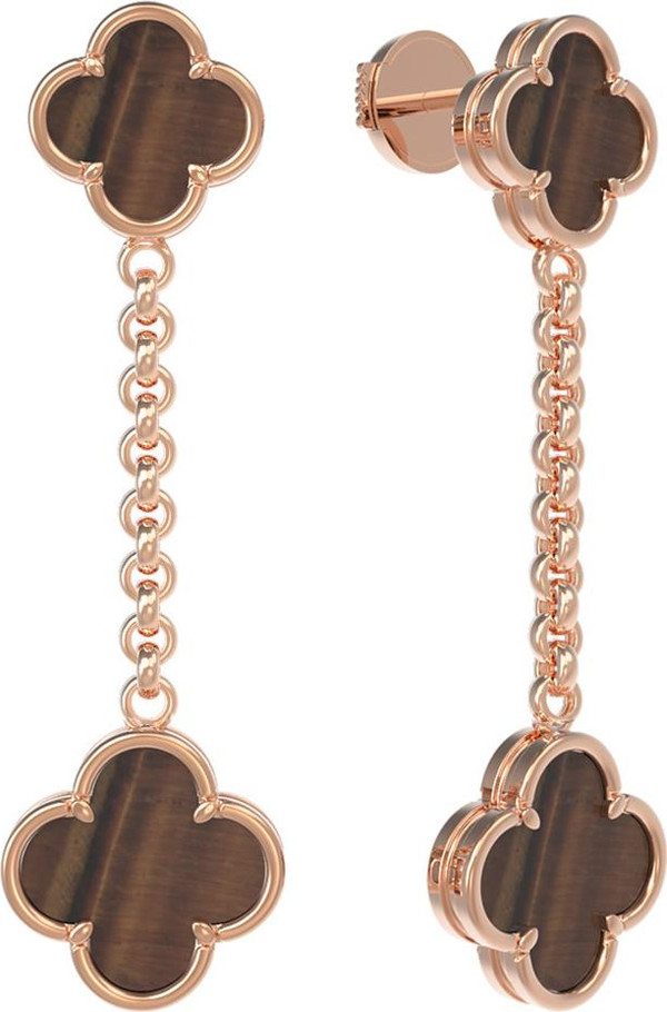 Серьги из золота c тигровым глазом