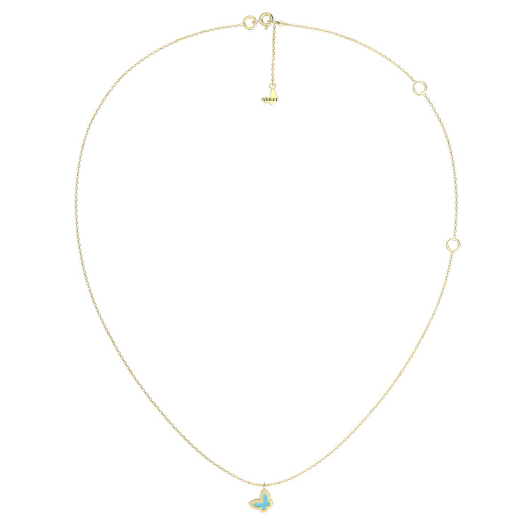 Колье из лимонного золота c бирюзой