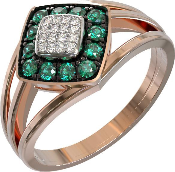 Кольцо из золота c бриллиантами и изумрудом