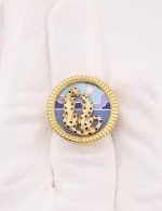 Кольцо из лимонного золота 585 пробы c эмалью