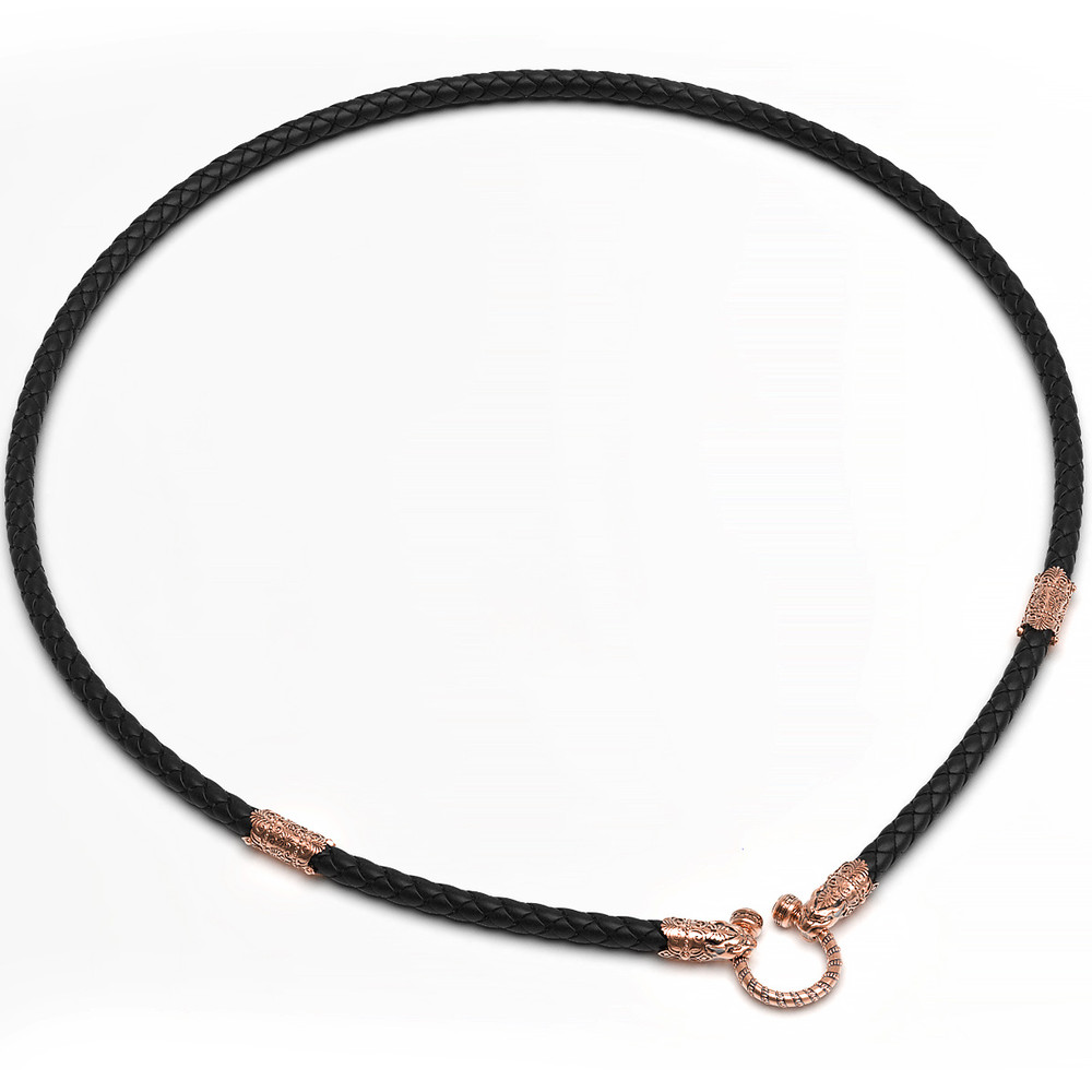 Гайтан из золота c кожаным шнурком