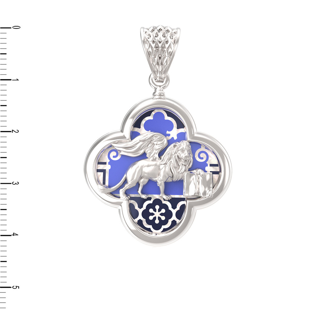 Подвеска из белого золота c эмалью и перламутром